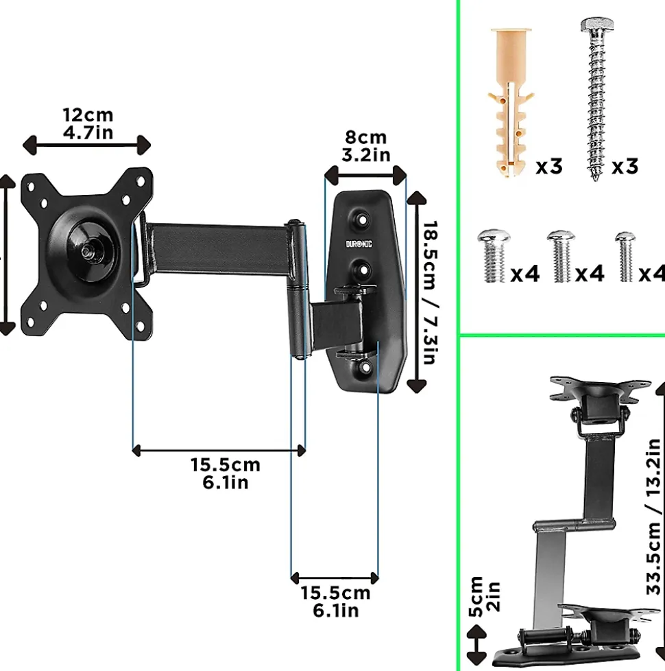 TVB1120 Support TV mural pour écran de 13 à 30 pouces Inclinable Charge max 18 kg VESA 75 100 Télé LED LCD OLED Duronic