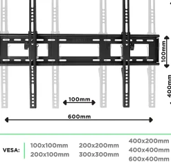 TVB123M Support TV mural pour écran de 23 à 55 pouces Inclinable Charge max 40 kg VESA 200 400 Télé LED LCD OLED Duronic