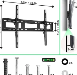 TVB123M Support TV mural pour écran de 23 à 55 pouces Inclinable Charge max 40 kg VESA 200 400 Télé LED LCD OLED Duronic