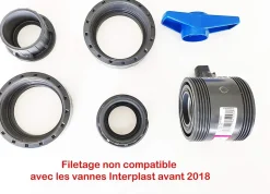 Vanne Interplast Fitt 50mm à coller double union démontable 5cm 50 mm PN16 PVC Pression Piscine