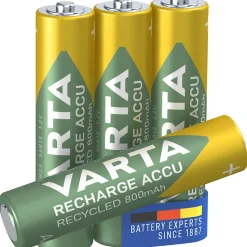 Varta - Piles Rechargeable Accu RECYCLED AAA 800 mAh Blister de 4 (pré-chargées)