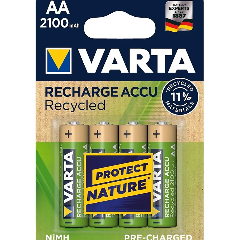 Varta - Piles Rechargeables Accu RECYCLED AA 2100 mAh Blister de 4 (pré-chargées)