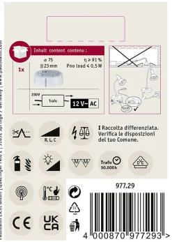 VDE Transfo électronique Disc max. 35-105W 230/12V 105VA Blanc
