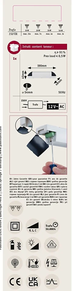 VDE Transfo électronique Profi max. 50-150W 230/12V 150VA Gris Noir