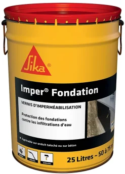 Vernis bitumineux imperméabilisant pour fondations Imper Fondation noir 25L Sika