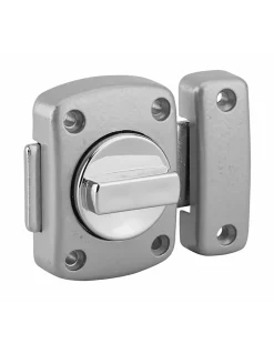 Verrou à bouton Alouette pour porte intérieure, 40mm, acier, époxy argent - THIRARD