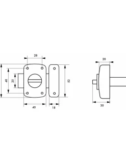 Verrou à bouton Alouette pour porte intérieure, 40mm, acier, époxy argent - THIRARD