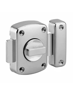 Verrou à bouton Alouette pour porte intérieure, 50mm, acier, époxy argent - THIRARD