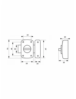 Verrou à bouton Alouette pour porte intérieure, 50mm, acier, époxy argent - THIRARD