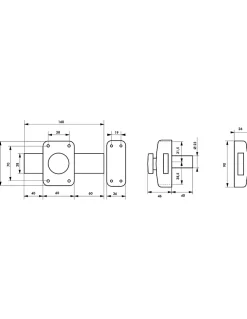 Verrou à bouton Apache pour porte de garage, cylindre 30mm, pêne 160mm, acier, 3 clés, époxy or - THIRARD
