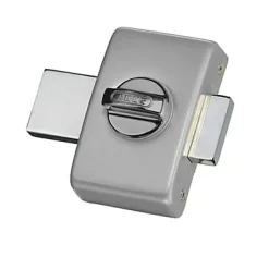 Verrou à bouton avec cylindre 40 mm satin chromé