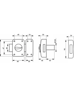 Verrou à bouton Corvette pour porte d'entrée, cylindre 60mm, acier, 3 clés, époxy bronze - THIRARD
