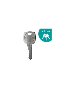 Verrou à bouton Corvette pour porte d'entrée, cylindre 30mm, acier, 3 clés, époxy bronze - THIRARD