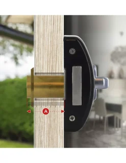 Verrou à bouton Design 5 pour porte d'entrée, cylindre 40mm, acier, 3 clés, noir - THIRARD
