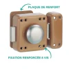 Verrou à bouton Rafale pour porte d'entrée, cylindre 45mm, acier, 3 clés, époxy bonze - THIRARD