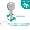 Verrou à bouton Transit 2 A2P pour porte d'entrée, cylindre 45mm, acier, 4 clés, époxy bronze - THIRARD