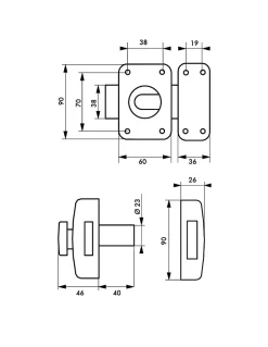 Verrou à bouton Transit 2 pour porte d'entrée, cylindre 40mm, 4 clés, époxy anthracite - THIRARD