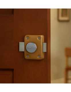 Verrou à bouton Trident pour porte intérieure, simple entrée, acier, époxy bronze - THIRARD