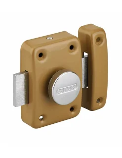 Verrou à bouton Trident pour porte intérieure, simple entrée, acier, époxy bronze - THIRARD