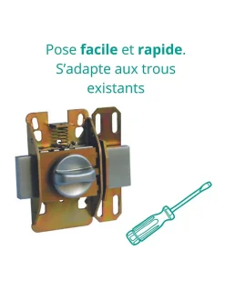 Verrou à bouton Universel pour porte d'entrée, cylindre 45mm, acier, 4 clés, epoxy blanc - THIRARD