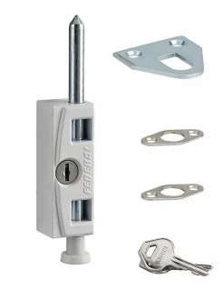 Verrou à clé pour fenêtre et porte coulissante, blanc, 2 clés - THIRARD