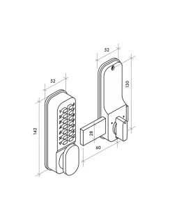 Verrou à combinaison mécanique en applique pour porte intérieure, 8 chiffres ou lettres, chromé mat - THIRARD