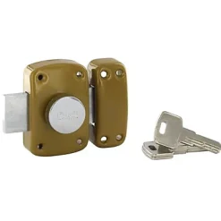 Verrou bouton et cylindre Ø23 x 45 mm coffre embouti 90 x 60 mm réversible