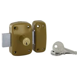 Verrou bouton et double cylindre Ø21 x 45 mm coffre embouti 90 x 60 mm