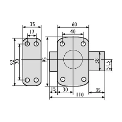 Verrou Cyclop à bouton cylindre ø23 x l. 45 mm, 3 clés Vachette