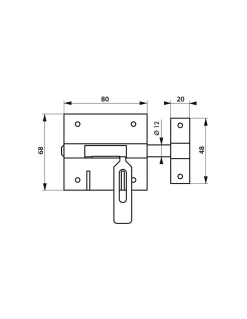 Verrou de box à gland à porte-cadenas en acier zingué - Pêne 12 mm