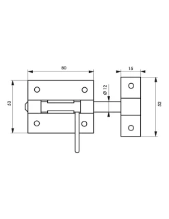Verrou de box pour portail, pêne diamètre 12mm - THIRARD
