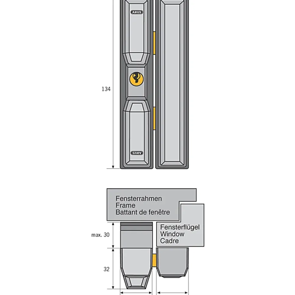 Verrou de fenêtre Abus blanc avec étrier