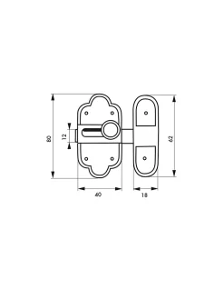Verrou de meuble Louis XVI, 40x80mm, laiton patiné - THIRARD