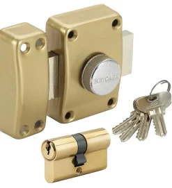 Verrou de porte à bouton 45 mm avec Cylindre supplémentaire 30x30 mm 4 clés uniques