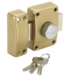 Verrou de porte à bouton et clé Cylindre 50 mm 3 clés crantées Anti crochetage