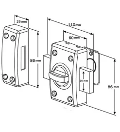 Verrou de porte à bouton et clé Cylindre 50 mm 3 clés crantées Anti crochetage