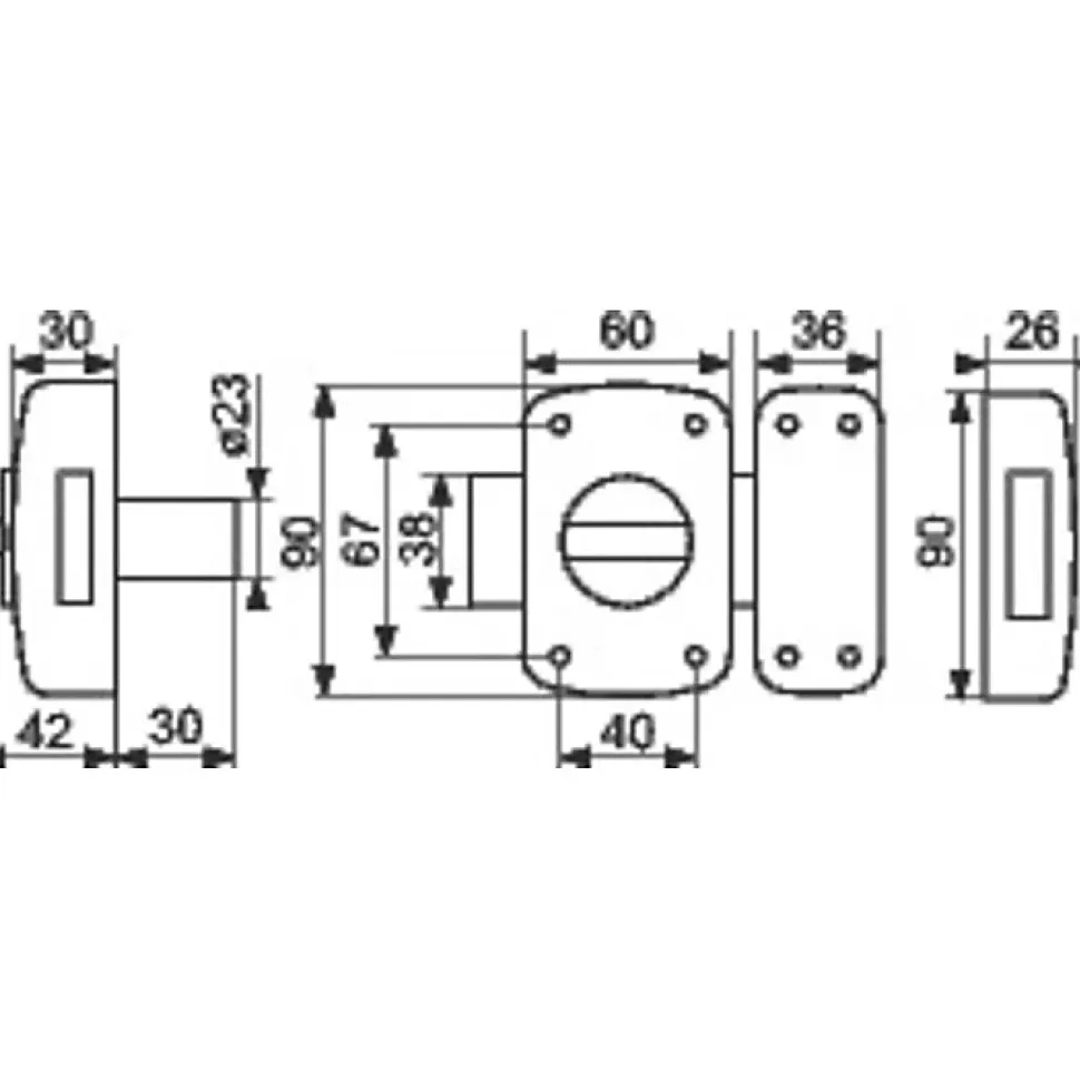 Verrou de sureté série Corvette Thirard - Dimensions 30 mm