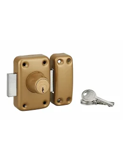 Verrou double entrée Apache pour porte d'entrée, cylindre 60mm, acier, 3 clés, époxy or - THIRARD