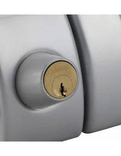 Verrou double entrée Design 5 pour porte d'entrée, cylindre 45mm, acier, 3 clés, argent - THIRARD