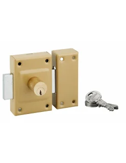 Verrou double entrée Etendard pour porte d'entrée, cylindre 40mm, acier, 3 clés, époxy bronze - THIRARD