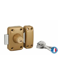 Verrou double entrée Trafic 6 pour porte d'entrée, cylindre 45mm, acier, 4 clés, époxy or - THIRARD