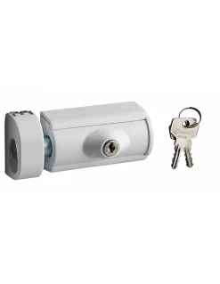 Verrou en applique à clé pour fenêtre bois, blanc, 2 clés - THIRARD