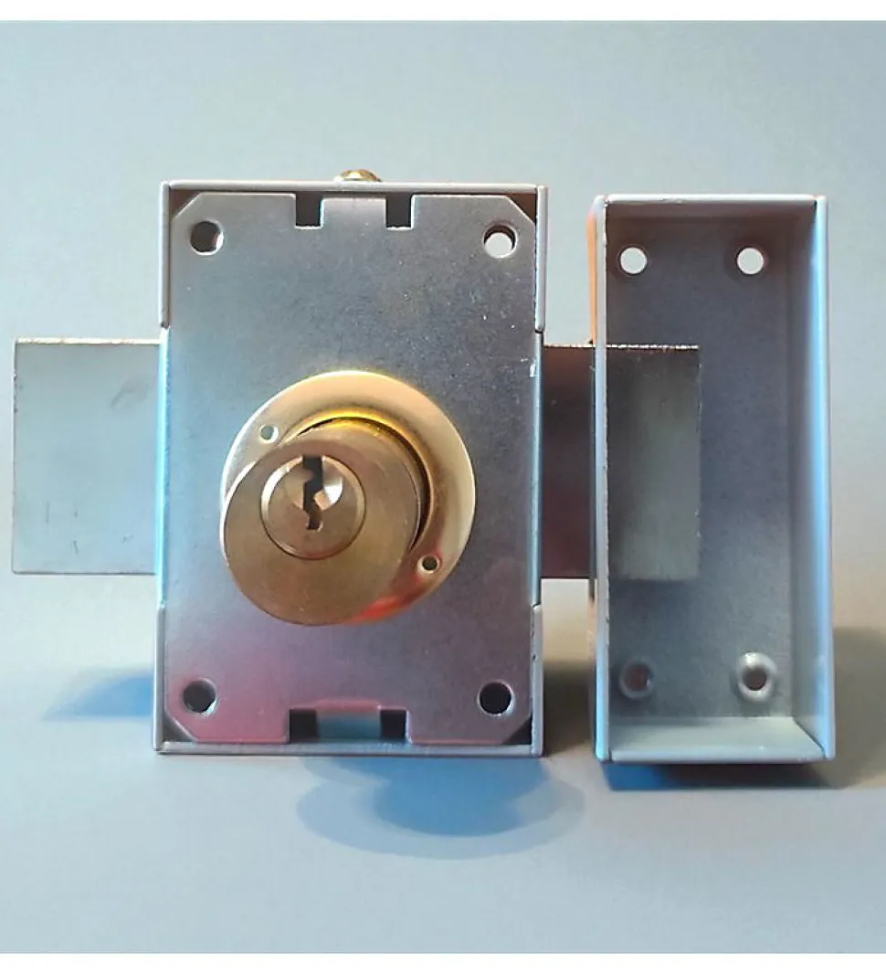 Verrou en applique double entrée pour porte principale DOM axe 45 mm 3 clés