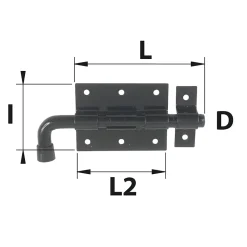 Verrou pistolet + gâche Ø16 noir Afbat