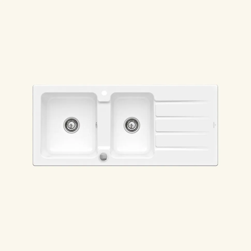 Vidage automatique 2 bacs CUIPD243 pour évier Villeroy & Boch ARCHITECTURA - Siphon gain de place