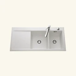 Vidage automatique 2 bacs CUIPD172 pour évier SystemCeram CLEYA - Siphon gain de place