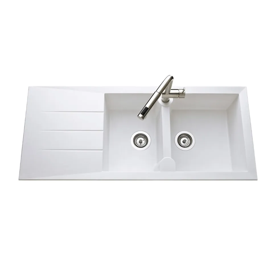 Vidage manuel CUIPD341 pour évier TUNIA 2 bacs - Siphon gain de place