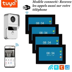Vidéophone connecté wifi avec 4 écrans pour maison à plusieurs niveaux
