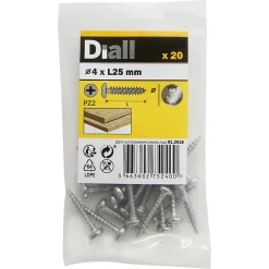 Vis à bois cylindrique en acier inoxydable A4 pozidriv 4x25 mm - 20 pièces