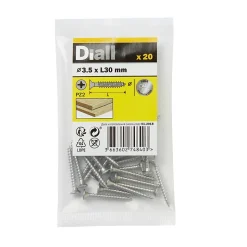 Vis à bois en acier inoxydable A2 pozidriv 3.5x30 mm - 20 pièces